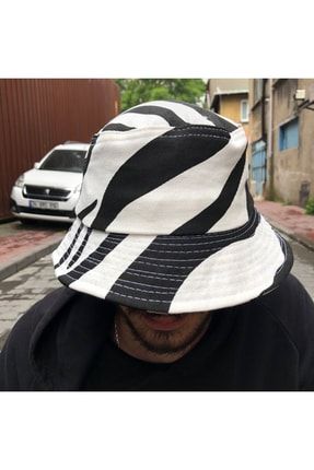 Siyah Beyaz Zebra Desenli Bucket Şapka KFC512