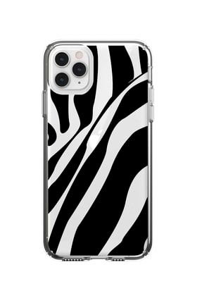 Iphone 11 Pro Max Uyumlu Zebra Desenli Premium Şeffaf Silikon Kılıf IPH11PMAXSZEBRA