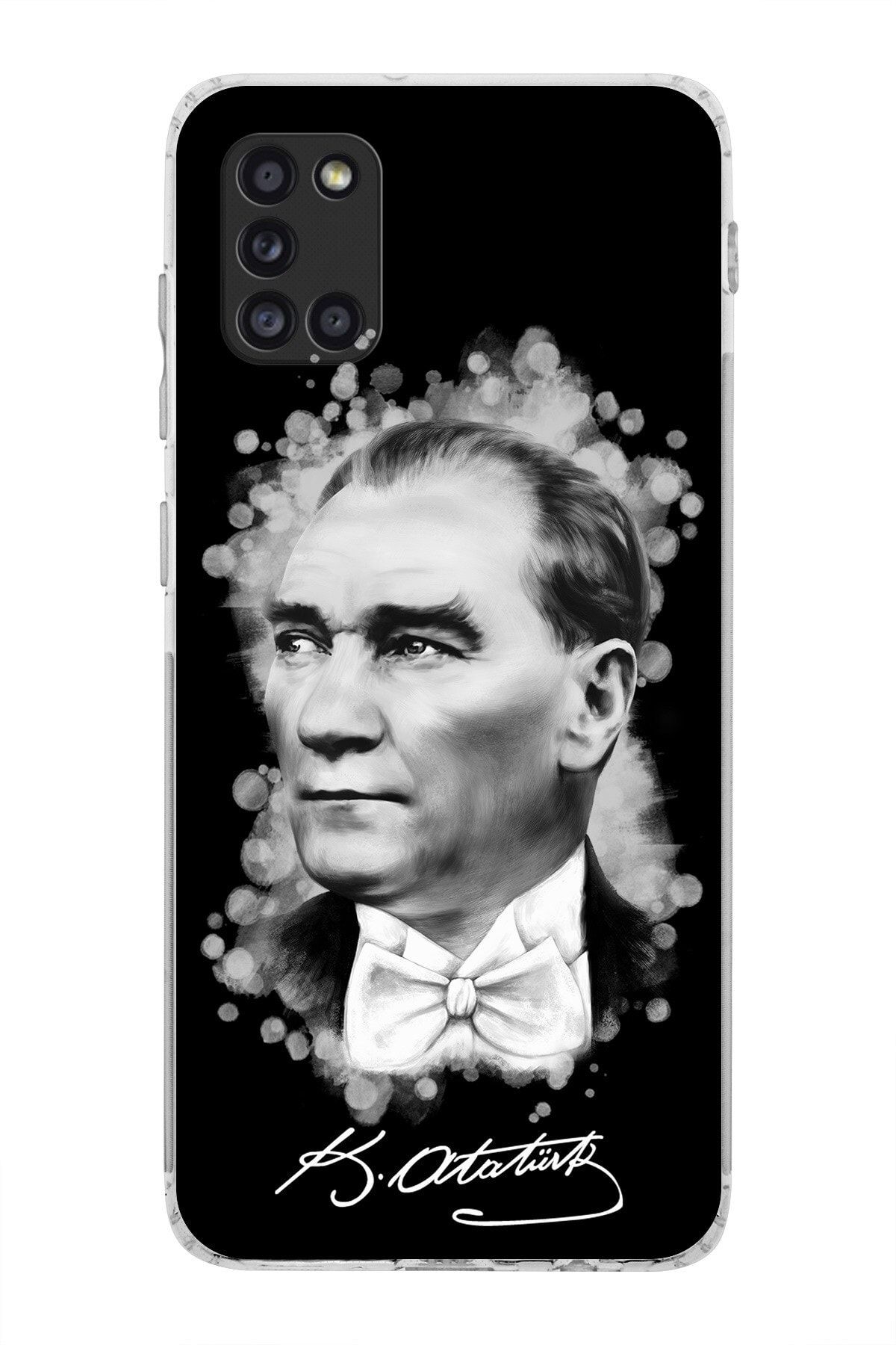 Samsung Galaxy A31 Kamera Korumalı Kapak Atatürk Tasarımlı Şeffaf Kılıf