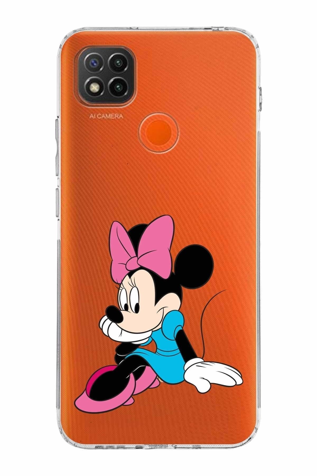 Xiaomi Redmi 10a Kamera Korumalı Kapak Minnie Mouse Tasarımlı Şeffaf Kılıf