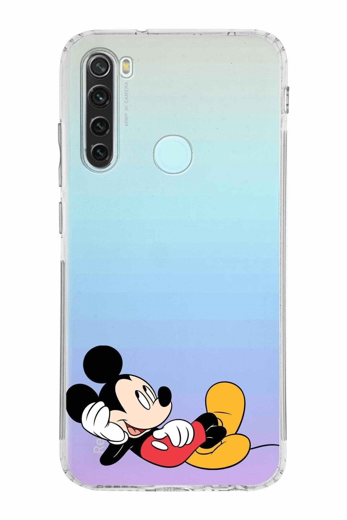 Xiaomi Redmi Note 8 Kamera Korumalı Kapak Mickey Mouse Tasarımlı Şeffaf Kılıf