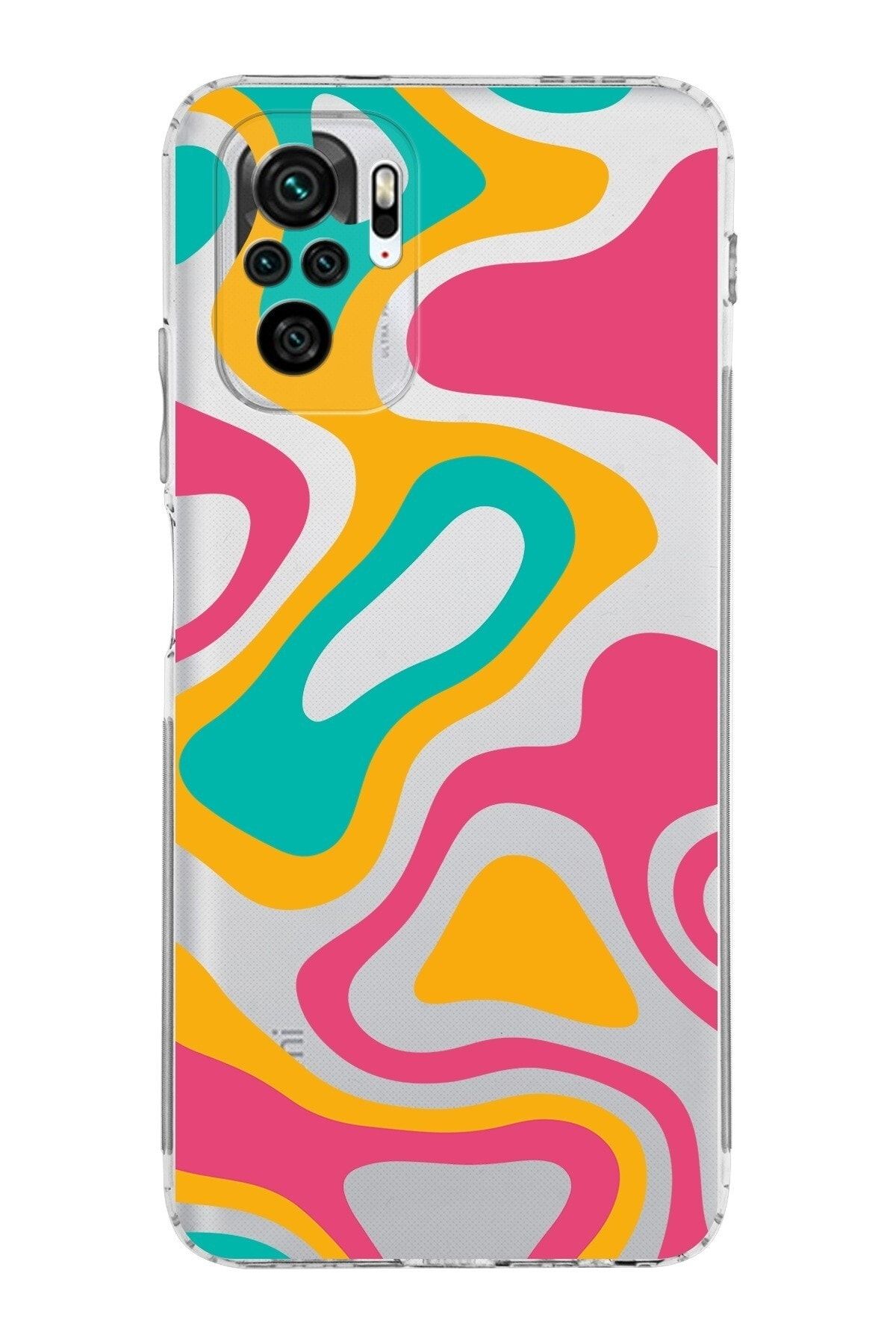 Xiaomi Redmi Note 10 4g Kamera Korumalı Kapak Renkli Desen Tasarımlı Şeffaf Kılıf