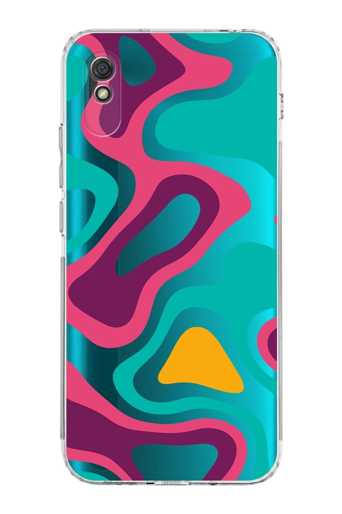 Xiaomi Redmi 9a Kamera Korumalı Kapak Renkli Desen Tasarımlı Şeffaf Kılıf