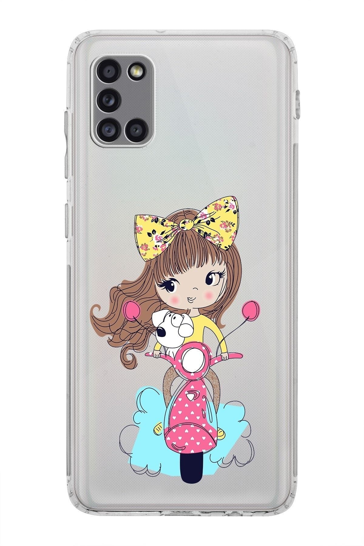 Samsung Galaxy A31 Kamera Korumalı Kapak Vespagirl Tasarımlı Şeffaf Kılıf