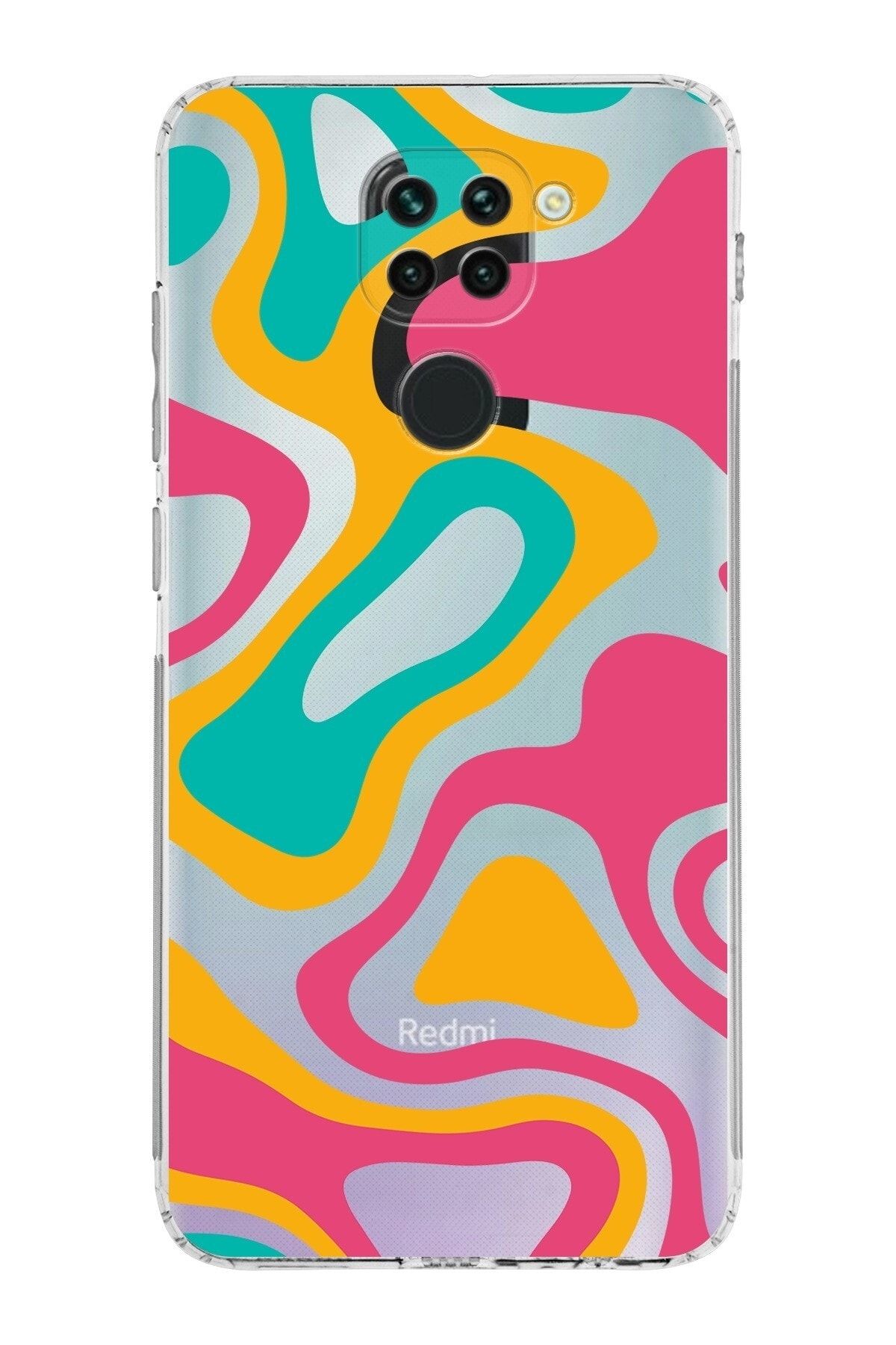 Xiaomi Redmi Note 9 Kamera Korumalı Kapak Renkli Desen Tasarımlı Şeffaf Kılıf