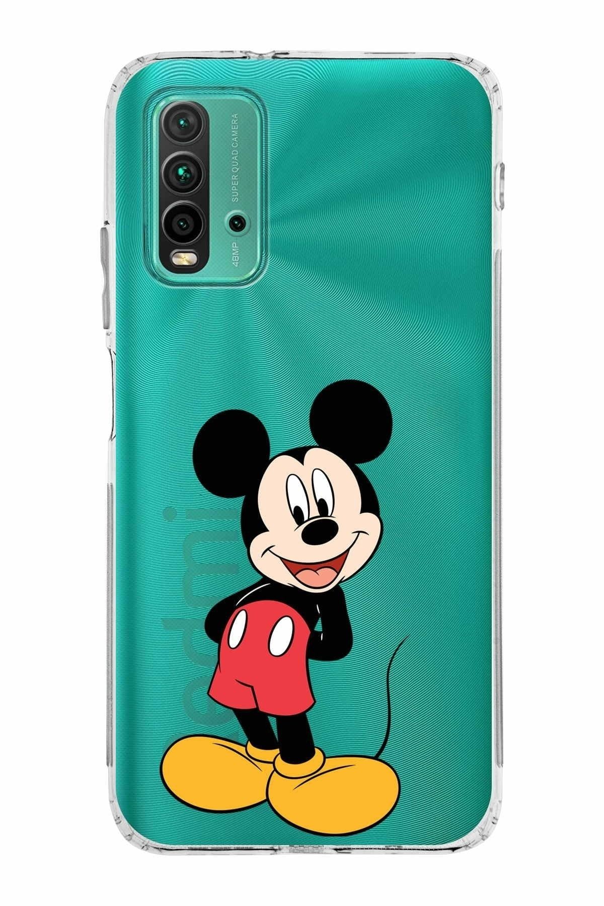 Xiaomi Redmi 9t Kamera Korumalı Kapak Mickey Mouse Tasarımlı Şeffaf Kılıf