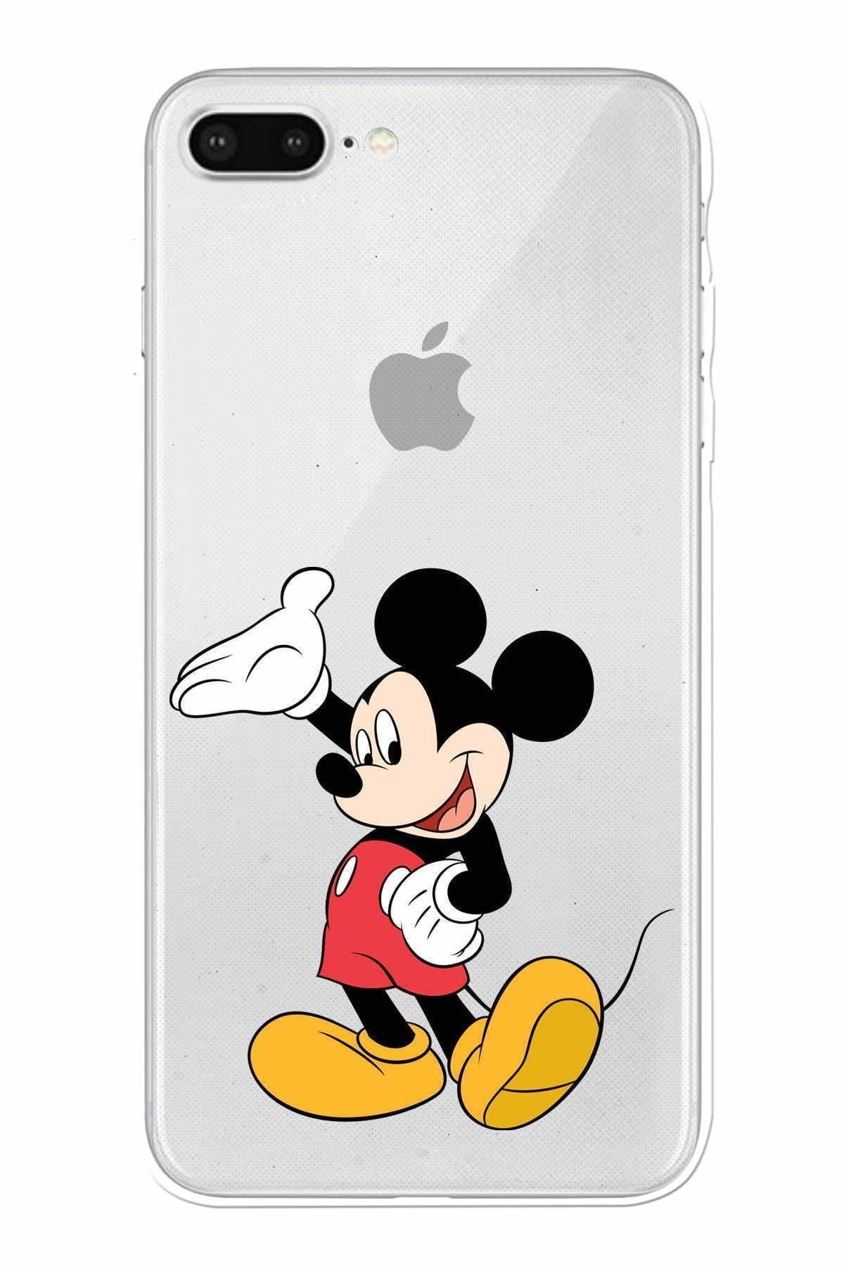Apple Iphone 7 Plus Uyumlu Kamera Korumalı Kapak Mickey Mouse Tasarımlışeffaf Kılıf