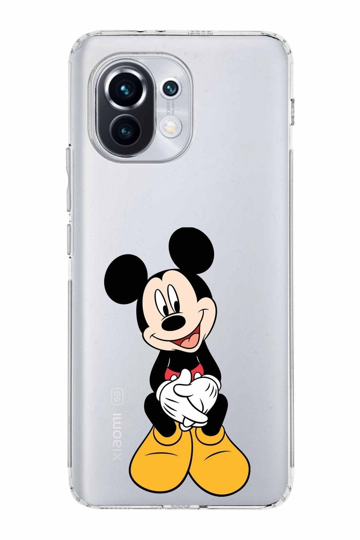 Xiaomi Mi 11 Kamera Korumalı Kapak Mickey Mouse Tasarımlı Şeffaf Kılıf