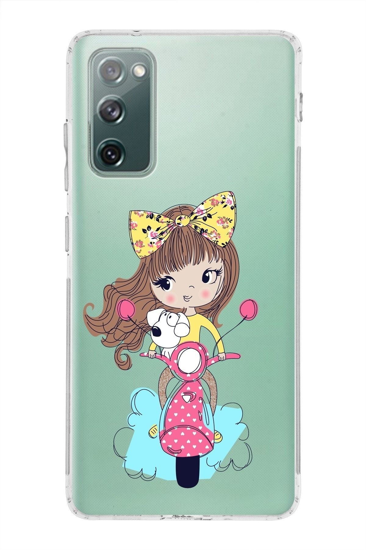 Samsung Galaxy S20 Fe Uyumlu Kamera Korumalı Kapak Vespagirl Tasarımlı Şeffaf Kılıf