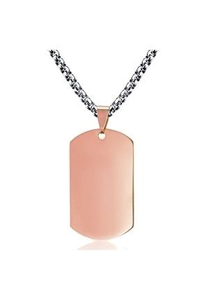 Erkek Pembe Orta Boy Dogtag Asker Künyesi Çelik Kolye Eb30 ehy-eb30