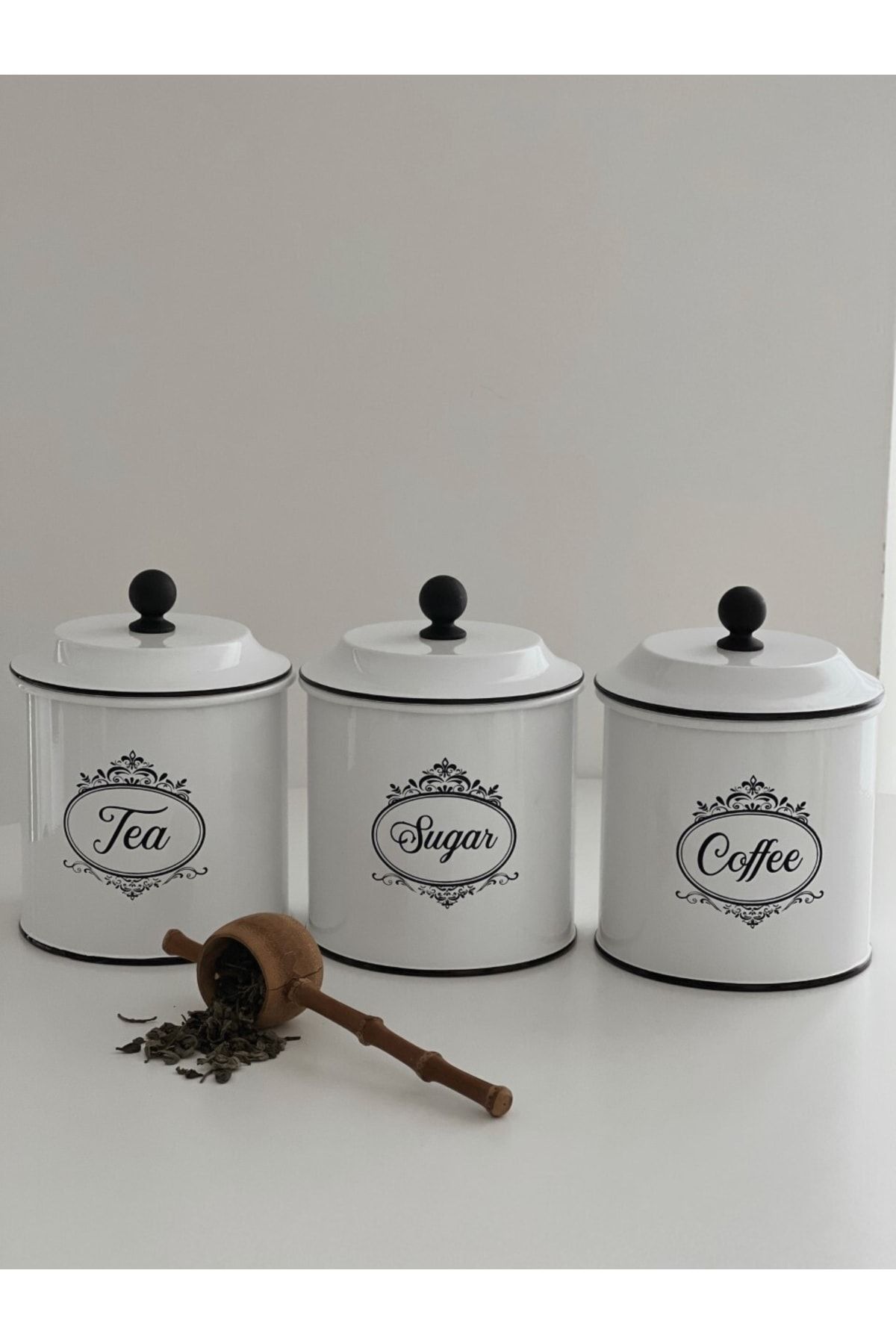 Dekorzdükkan 3'lü Galvaniz Tea-suga-coffee Kavanozu (model 2)