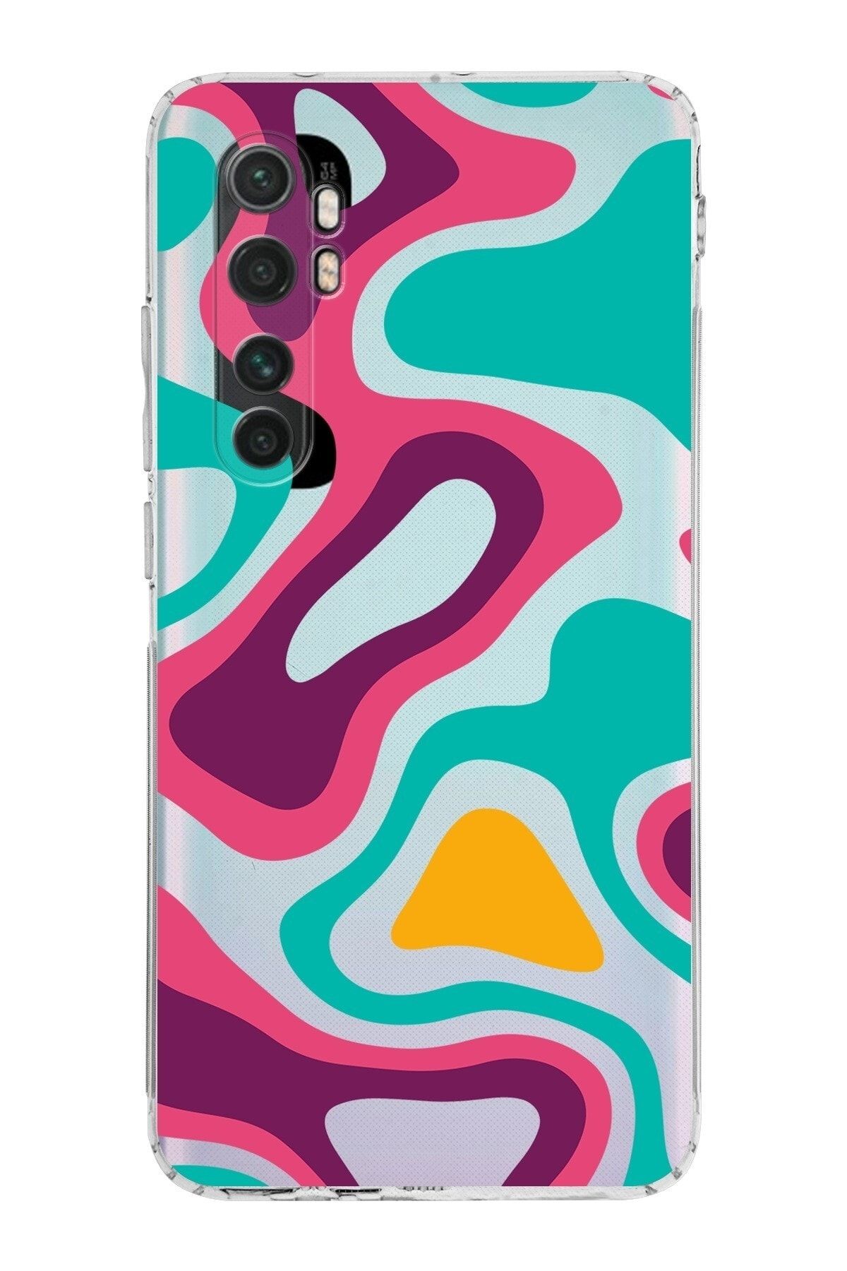 Xiaomi Mi Note 10 Lite Kamera Korumalı Kapak Renkli Desen Tasarımlı Şeffaf Kılıf