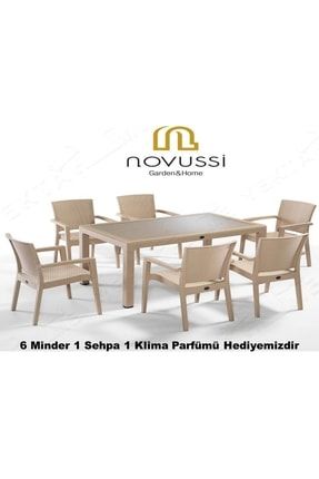 Classi Liverno Rattan Masa Takımı 90x150 Camlı+6 Minder 1 Sehpa 1 Klima Parfümü Hediyemizdir 204993199478