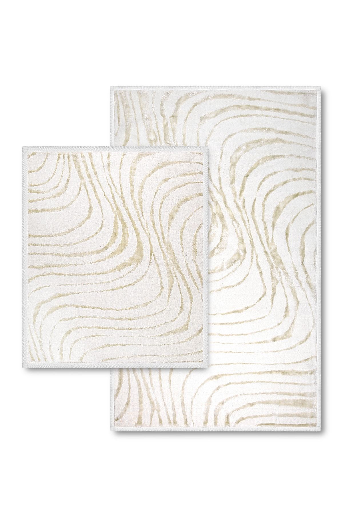Bluenity Swirl Doğal Pamuklu Banyo Kilim Seti