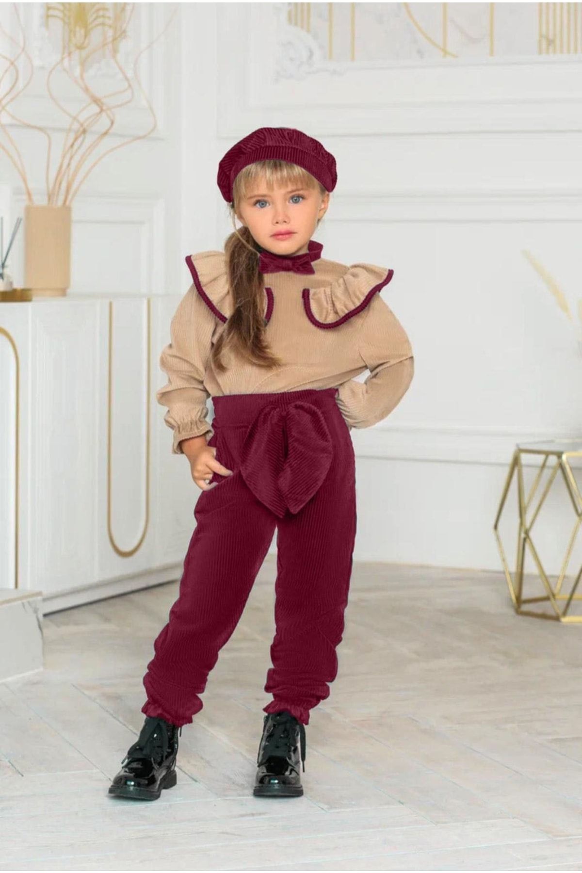 Kids Velvet Girl s Tracksuit Set 3 Pieces Trendyol