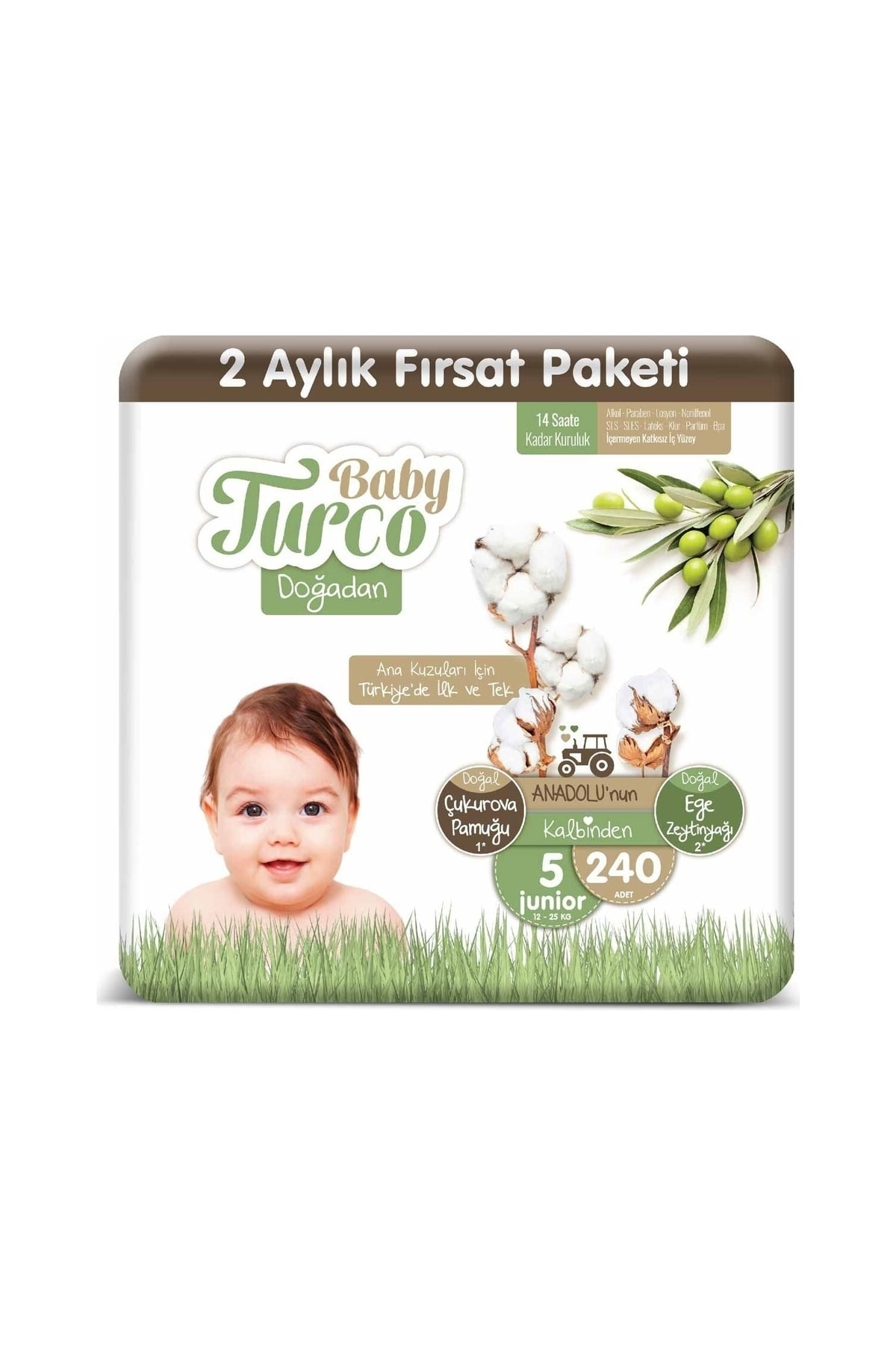 Baby Turco Bebek Bebek Bezi 2 Aylık Paket 5 Numara 12-25 Kg 240 Adet