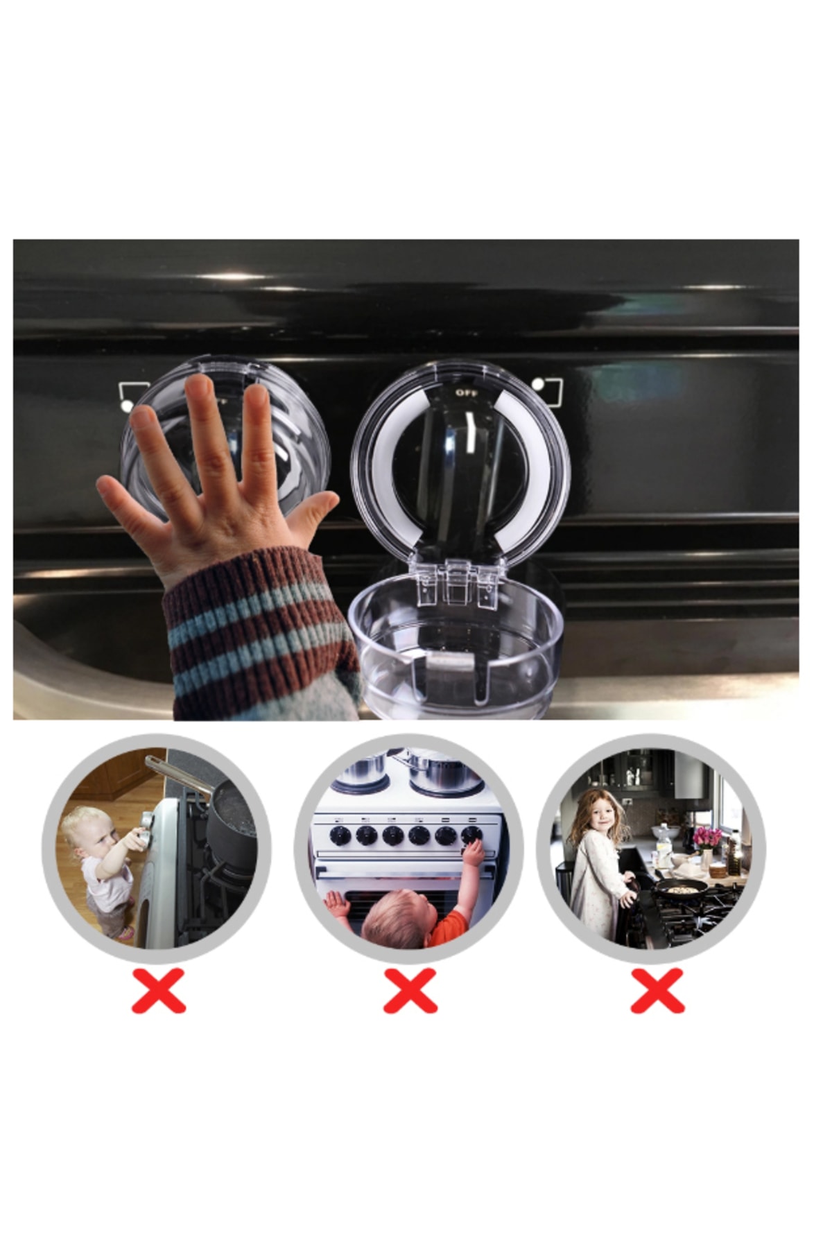 PORTAKAL SAFETY Ocak/fırın Gaz Düğmesi Güvenlik Kapağı / 4'lü fotoğrafı 3 (önizleme)