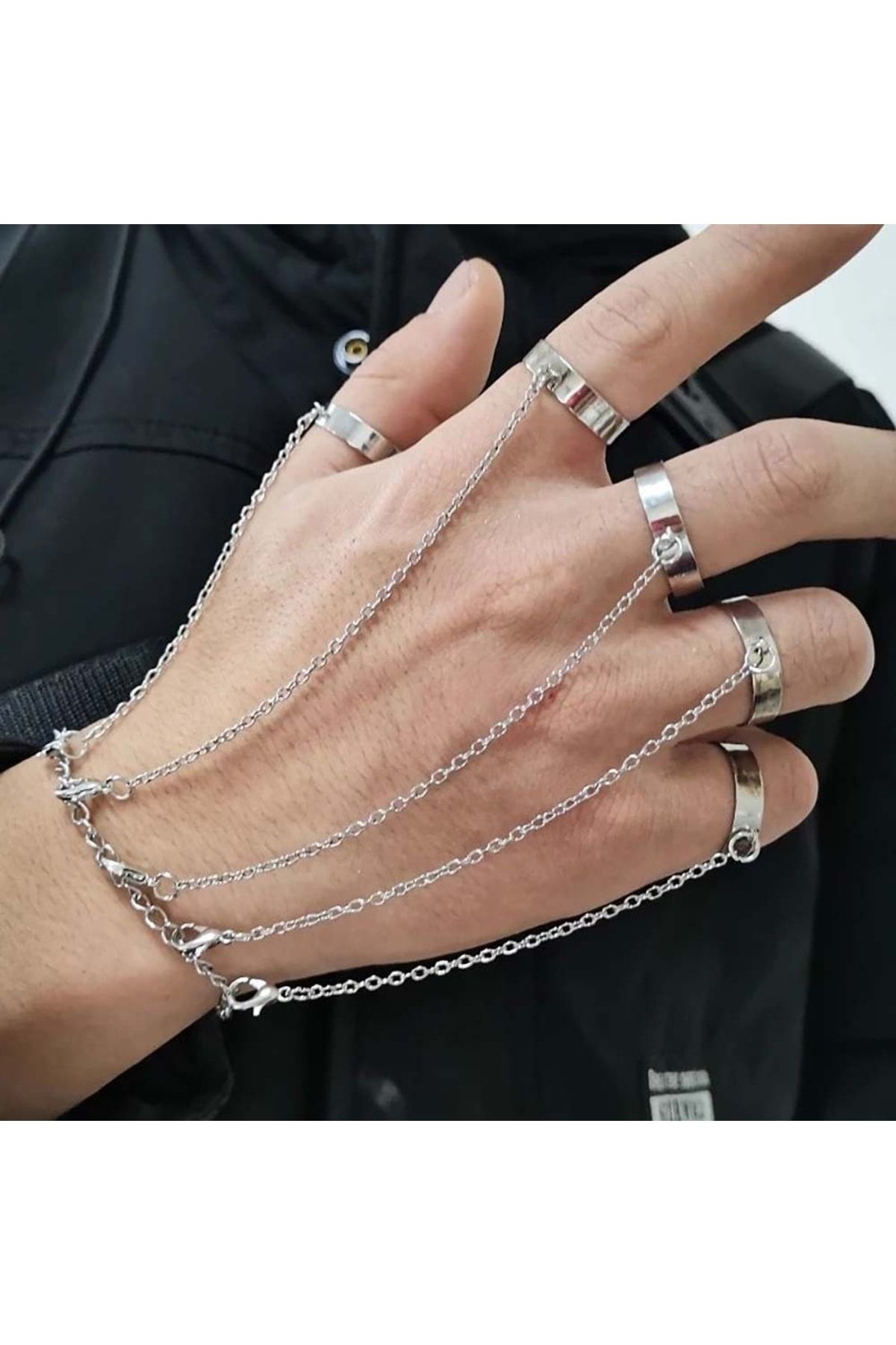 DIEZI Cuban Link Chain Finger Ring Bracelet For Men Women Vintage Black PU  Leather Rivet Wrap Bracelet Cosplay Gift New Jewelry - AliExpress