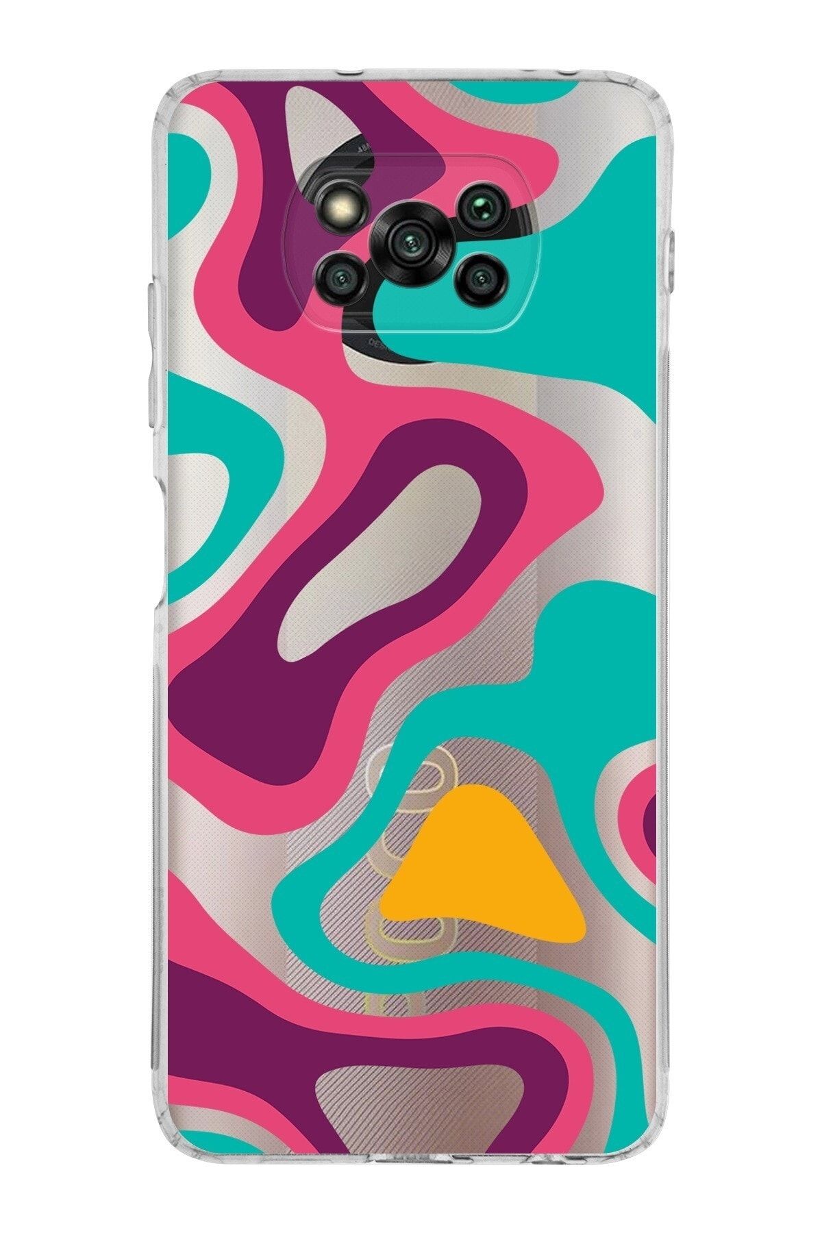 Xiaomi Poco X3 Pro Kamera Korumalı Kapak Renkli Desen Tasarımlı Şeffaf Kılıf
