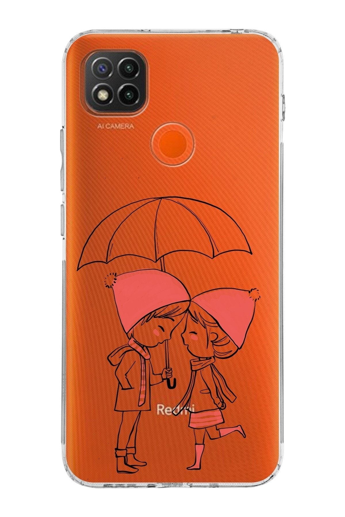 Xiaomi Redmi 10a Kamera Korumalı Kapak Aşk Tasarımlı Şeffaf Kılıf