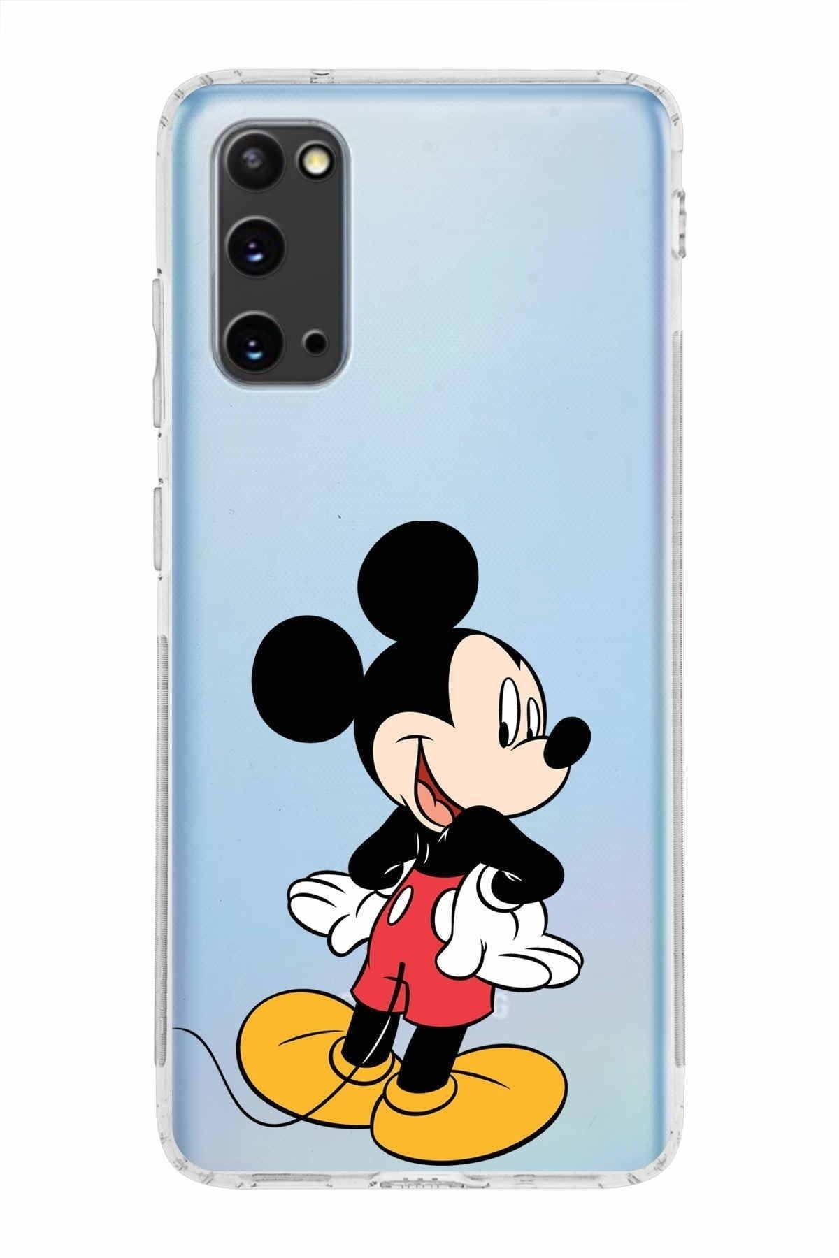 Samsung Galaxy S20 Kamera Korumalı Kapak Mickey Mouse Tasarımlı Şeffaf Kılıf