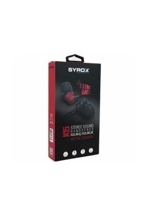 K15 Metal Extra Bass Mikrofonlu Kulak Içi Kulaklık Syrox K15 - Kırmızı Renk