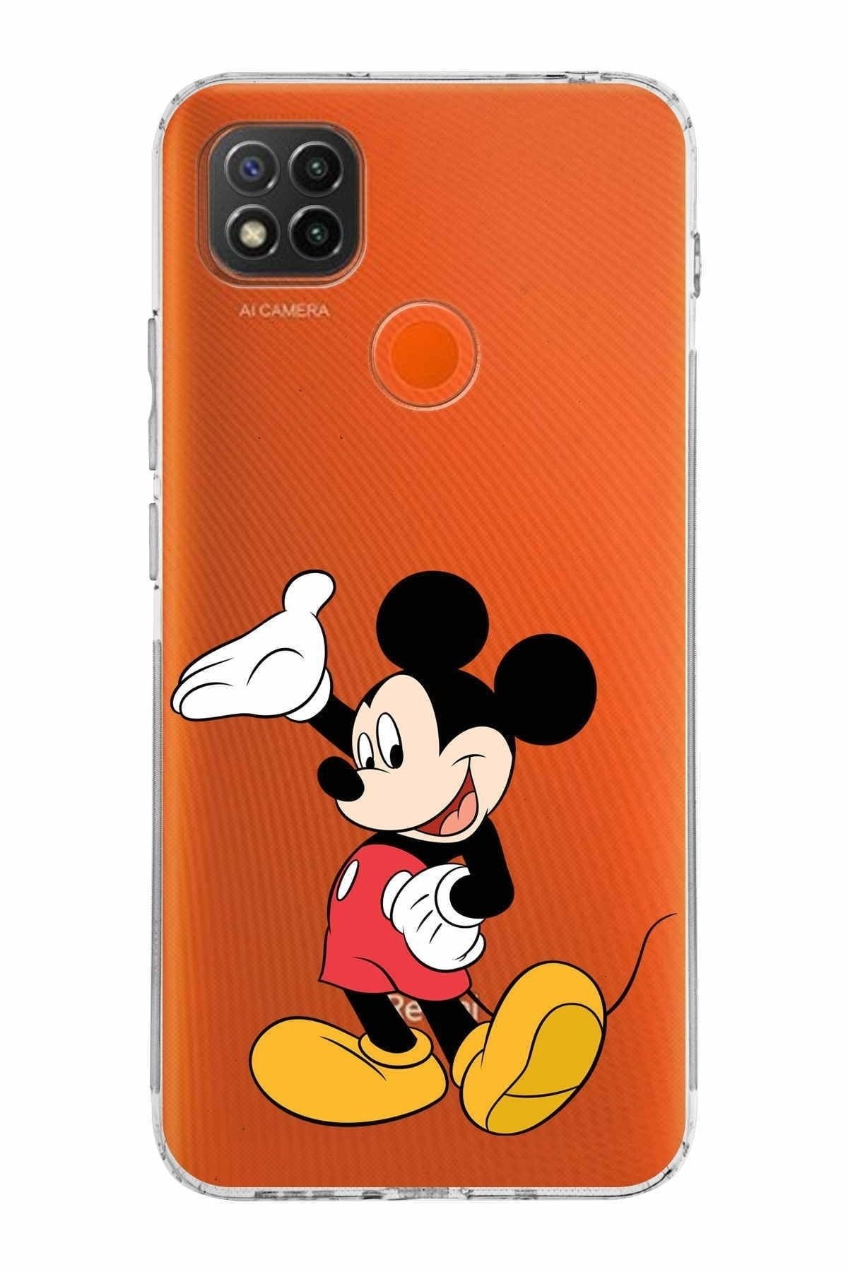 Xiaomi Redmi 9c Kamera Korumalı Kapak Mickey Mouse Tasarımlı Şeffaf Kılıf