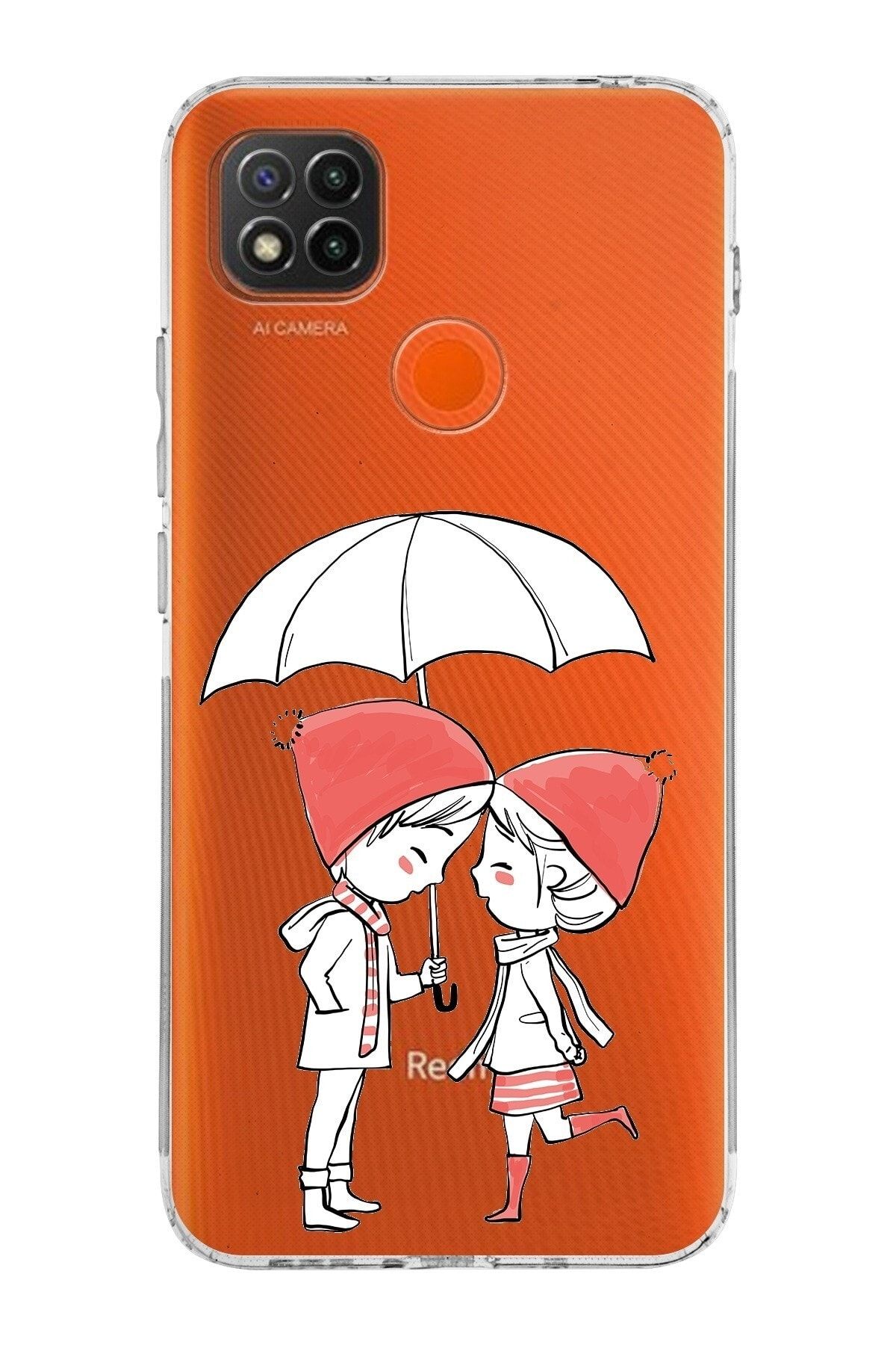 Xiaomi Redmi 10a Kamera Korumalı Kapak Aşk Tasarımlı Şeffaf Kılıf