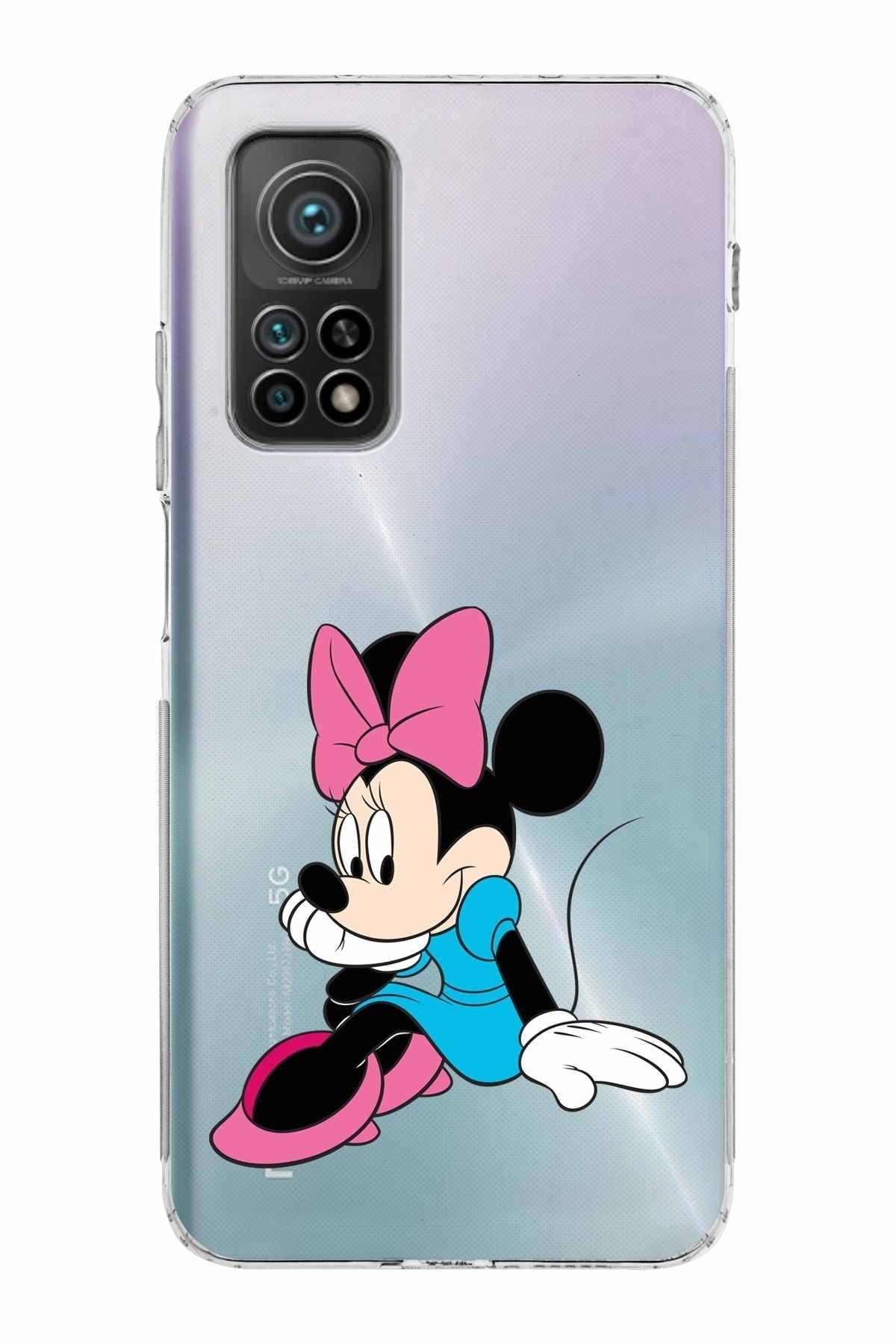 Xiaomi Mi 10t Kamera Korumalı Kapak Minnie Mouse Tasarımlı Şeffaf Kılıf