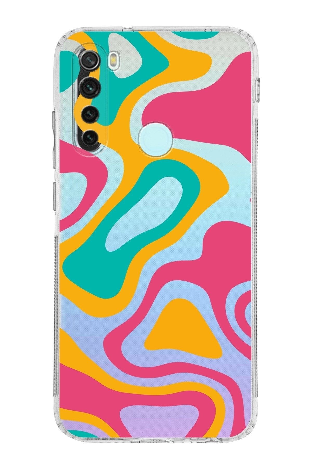 Xiaomi Redmi Note 8 Kamera Korumalı Kapak Renkli Desen Tasarımlı Şeffaf Kılıf