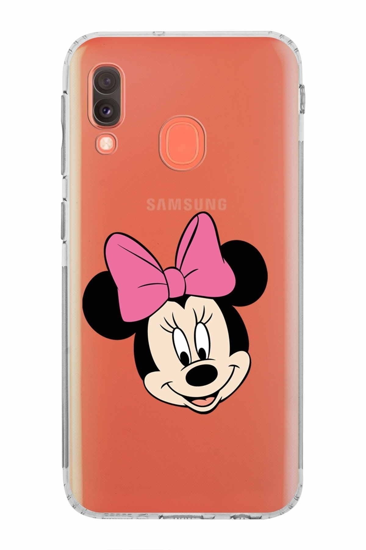 Samsung Galaxy A20e Kamera Korumalı Kapak Minnie Mouse Tasarımlı Şeffaf Kılıf