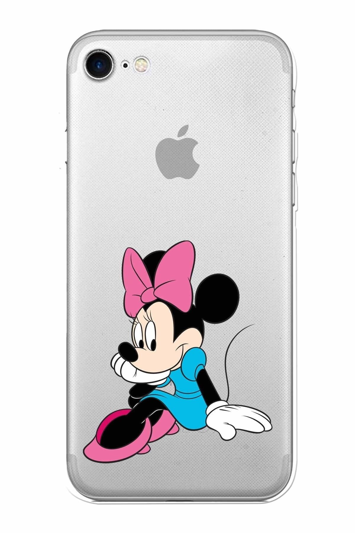 Apple Iphone Se 2022 Uyumlu Kamera Korumalı Kapak Minnie Mouse Tasarımlışeffaf Kılıf