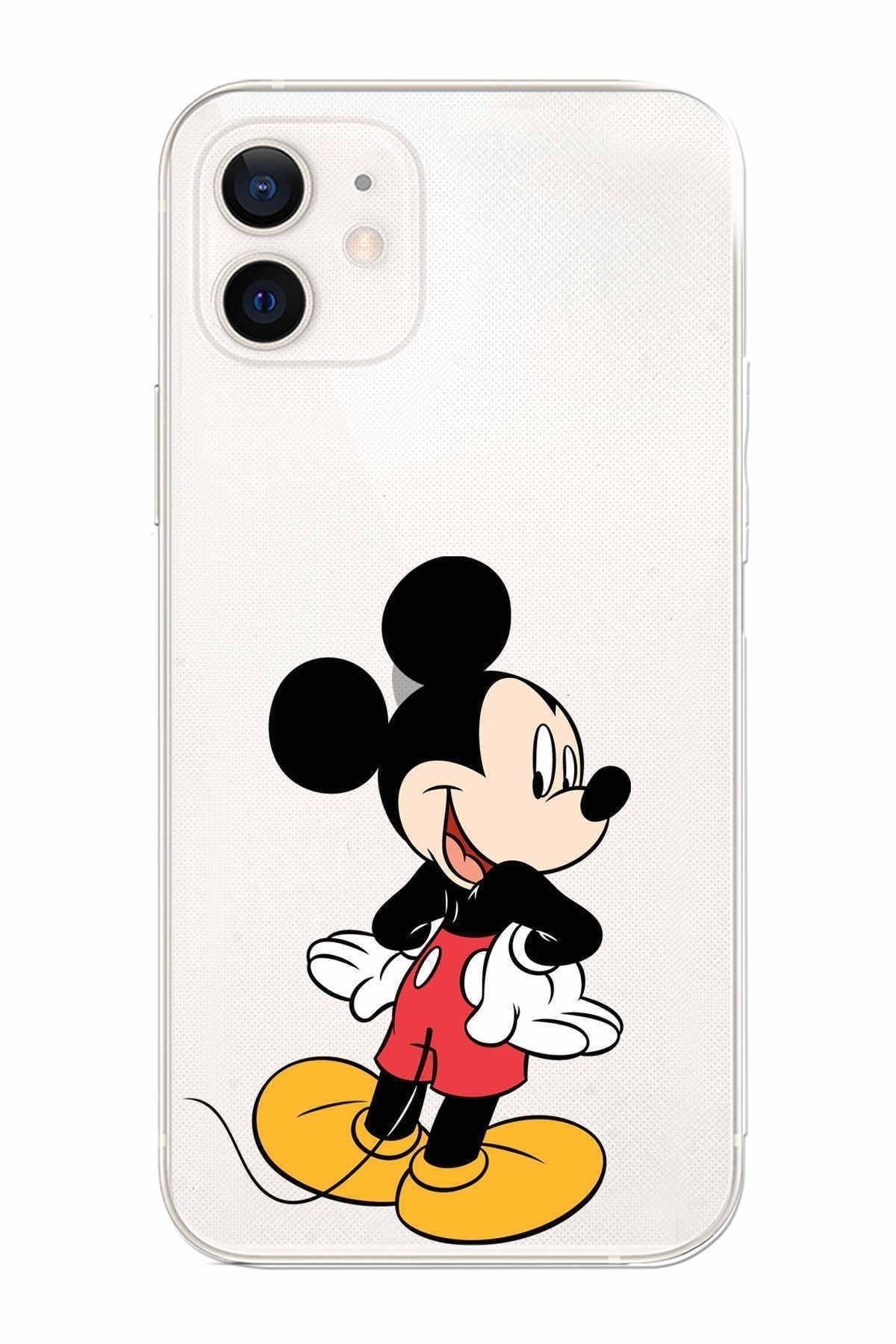 Apple Iphone 12 Mini Uyumlu Kamera Korumalı Kapak Mickey Mouse Tasarımlışeffaf Kılıf