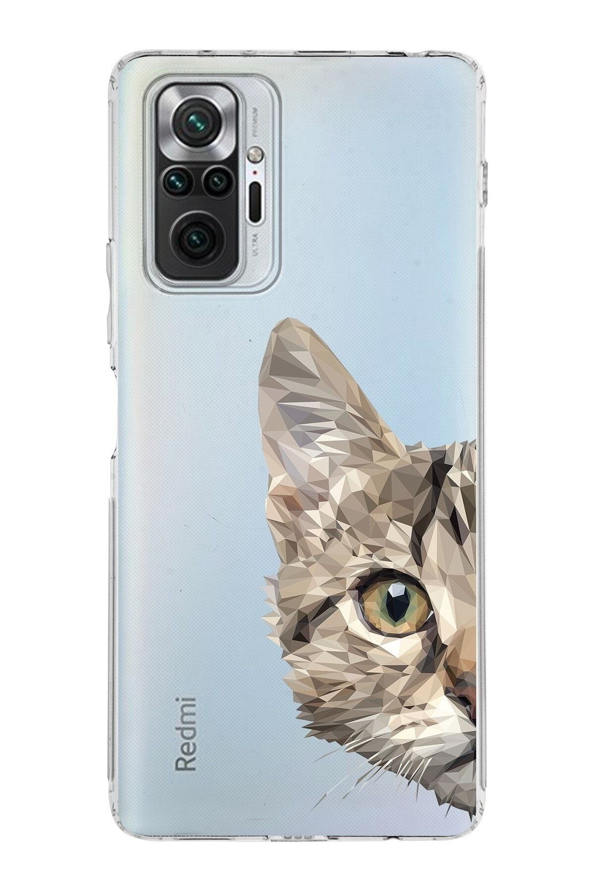 Xiaomi Redmi Note 10 Pro 4g Kamera Korumalı Kapak Catface Tasarımlı Şeffaf Kılıf