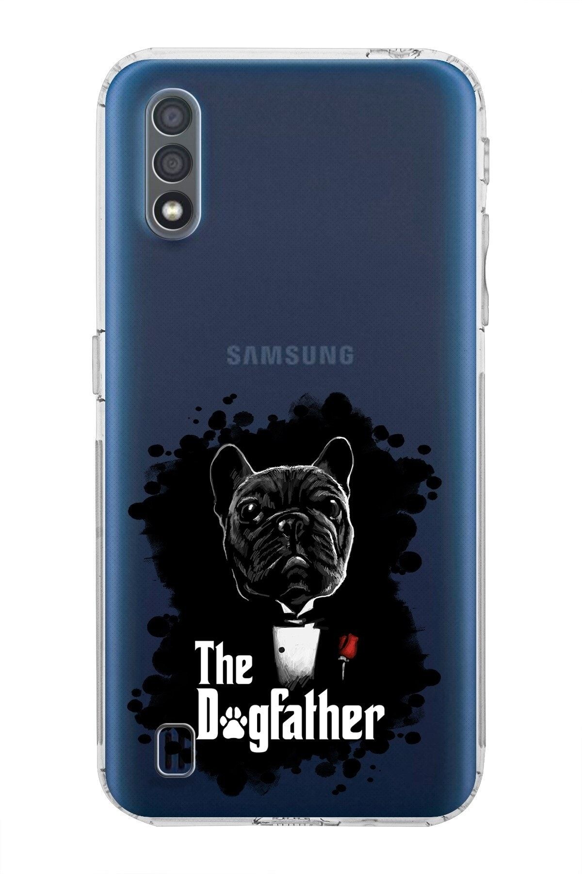 Samsung Galaxy A01 Kamera Korumalı Kapak Dog Father Tasarımlı Şeffaf Kılıf