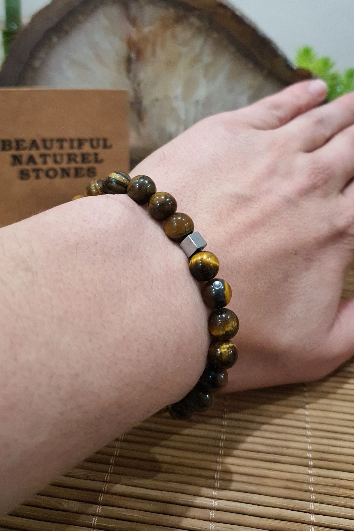 beautifulnaturelstones Tiger Eye Natural Stone Bracelet Strength