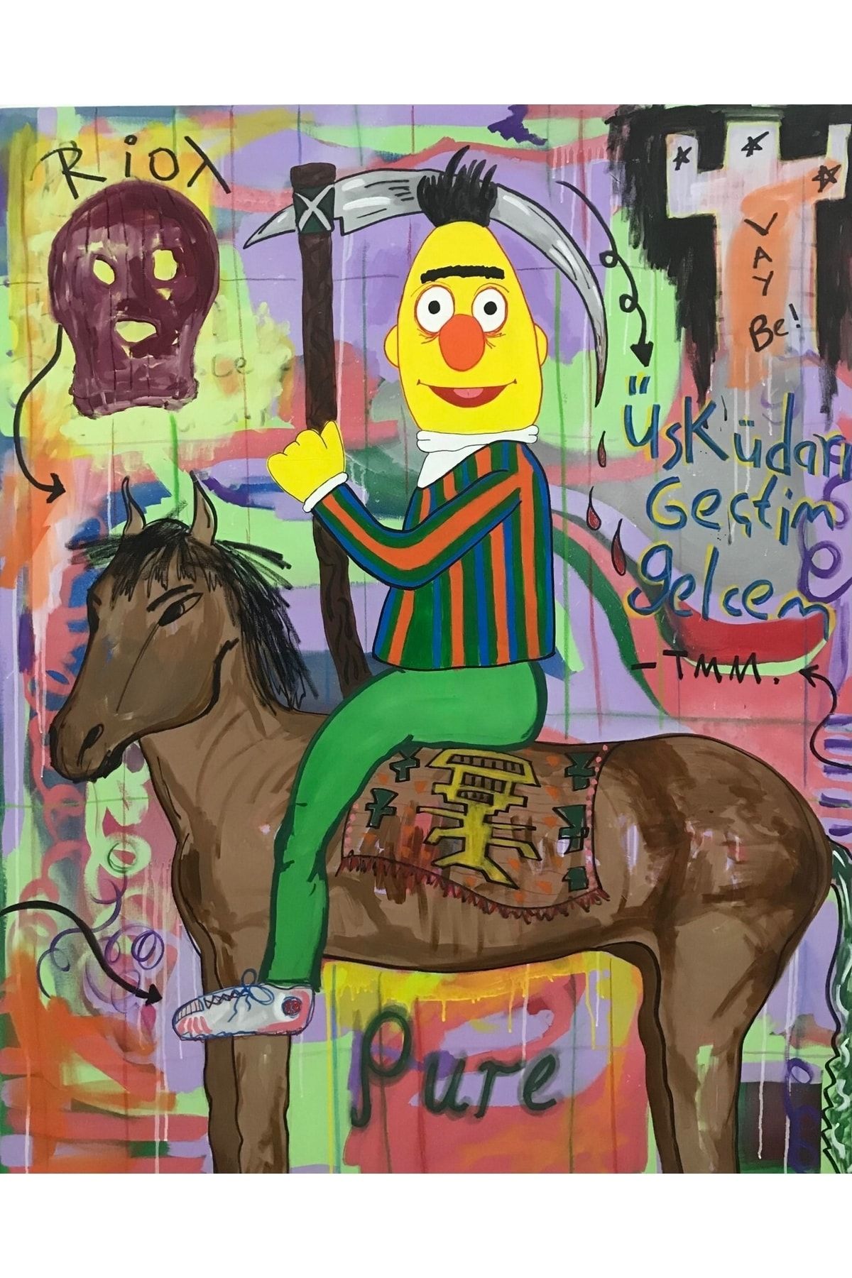 artoloji Ersen Boğutekin - Yoldayım Geliyorum Dedim Ya - 2021 - Tuval Üzerine Karışık Teknik - 120x150 Cm