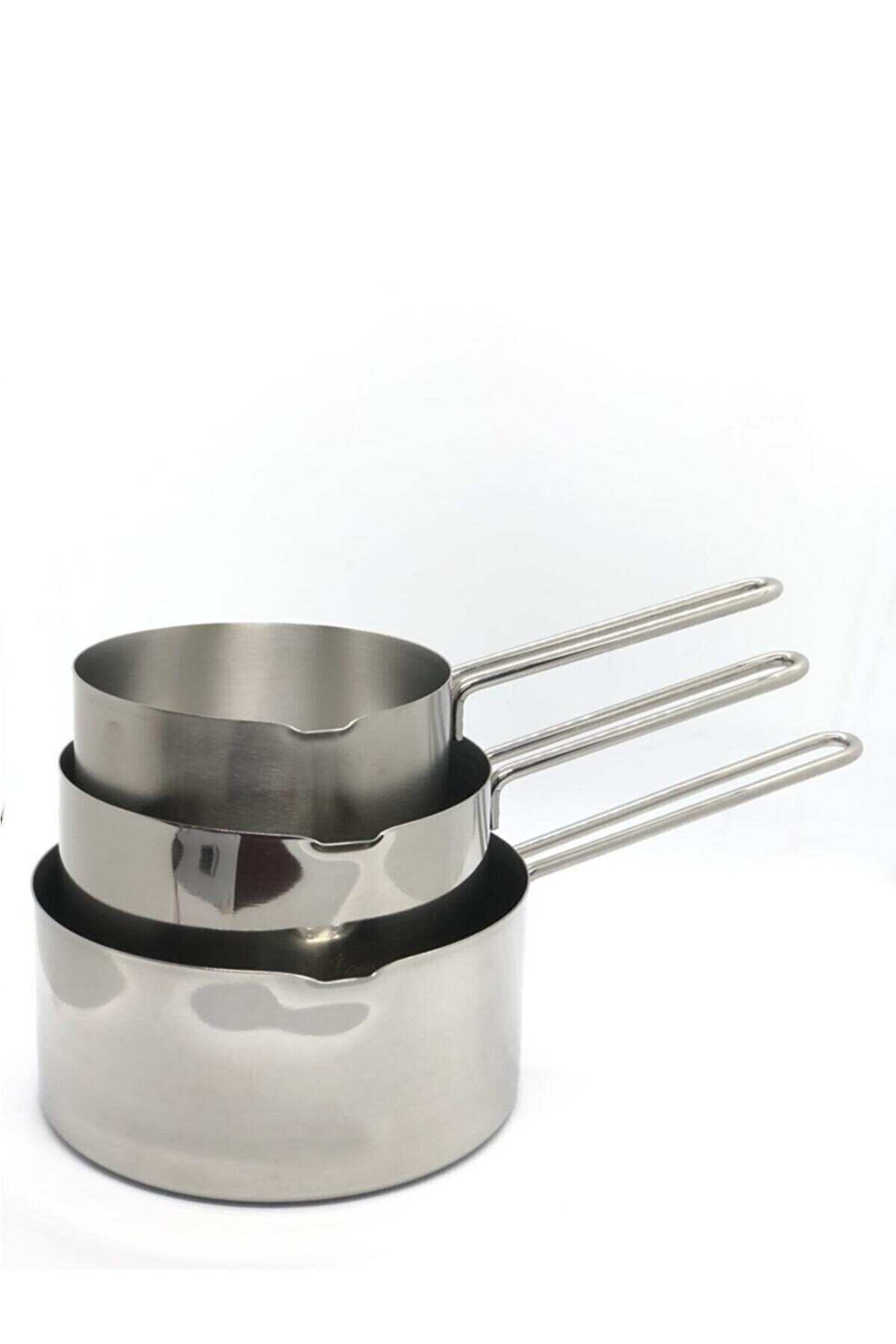 3-Piece Set Stainless Steel Kaçerola Milk Pot and Sauce Bowl 12-14-16 Cm