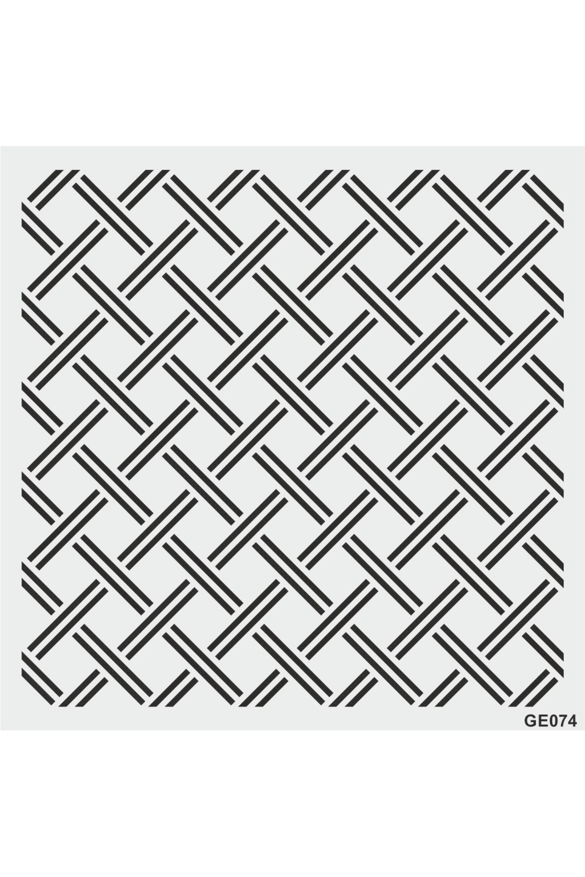 STENCİLTASARIM-Stencil Design Ge074 Geometric Wicker Wall Wooden Glass Painting Pattern 2