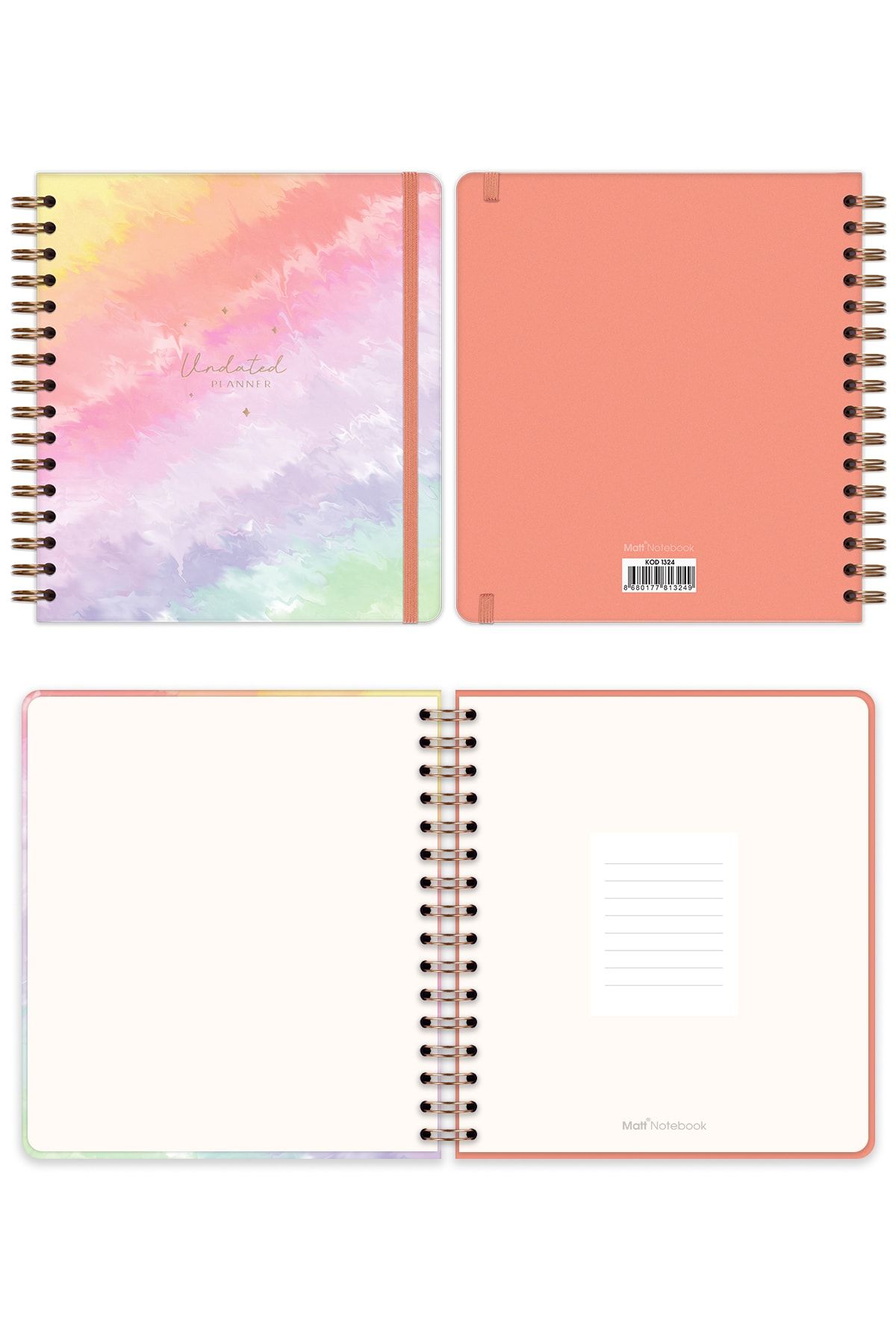 Matt Notebook-Indefinite Planner Square Agenda Rainbow 5