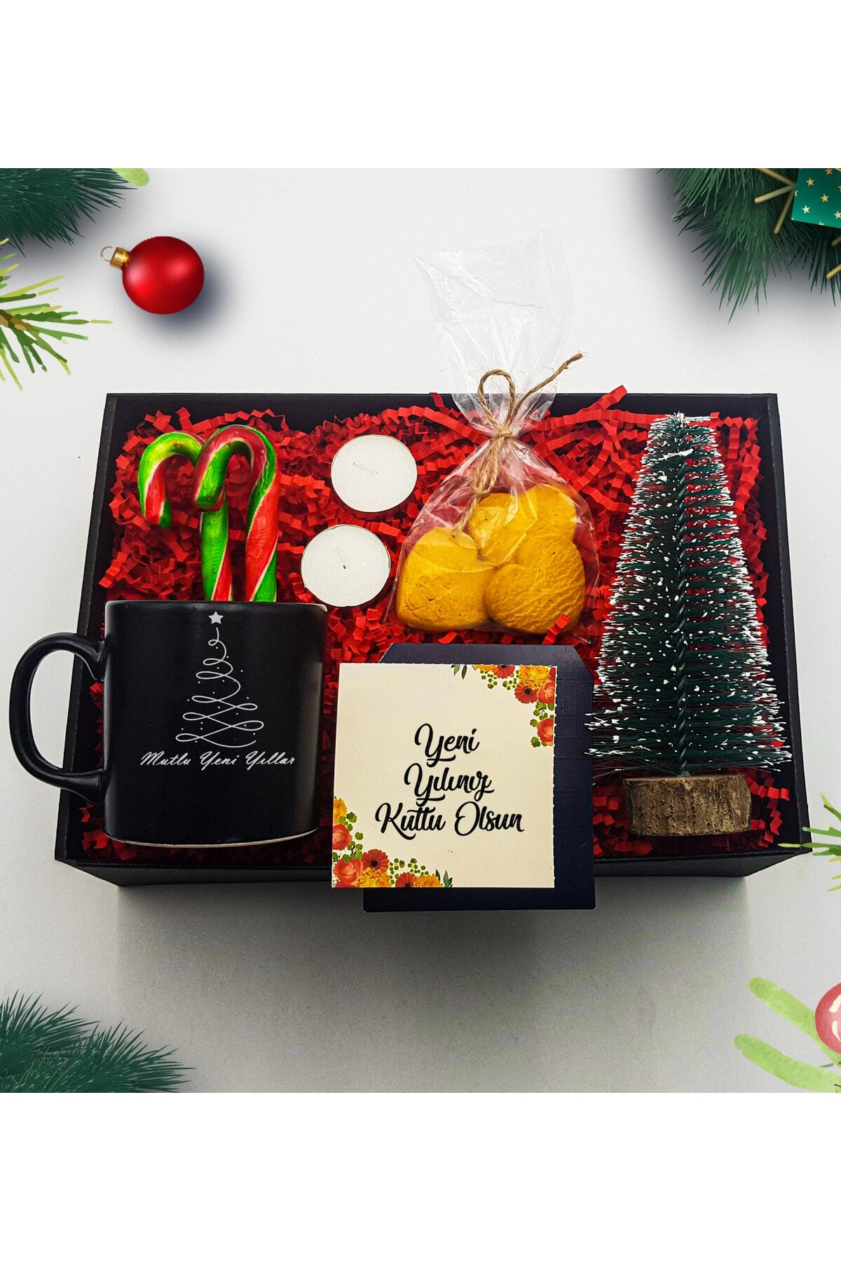 ASGIFT COMPANY Yılbaşı Temalı Siyah Kupa & 2 Adet Baston Şeker