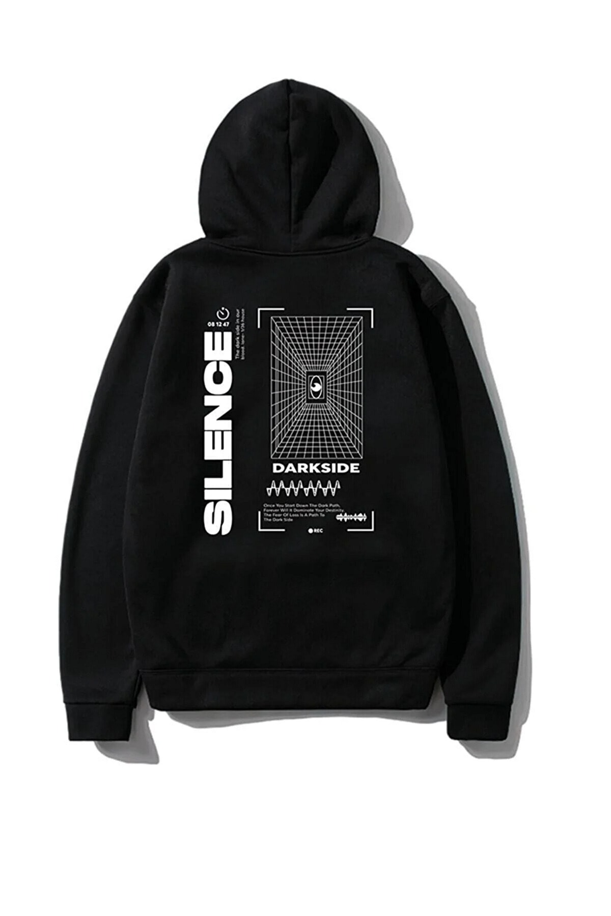 Hooded Black 'silence' Front-back Printed Sweatshirt