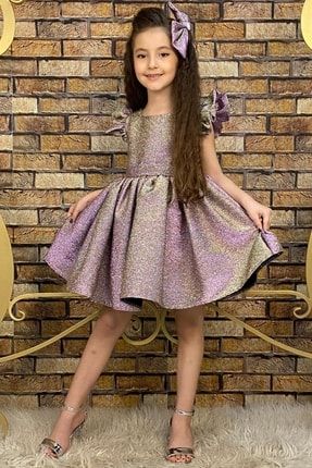 Kız Çocuk New Parıldayan Tokalı Lila Elbise 2221801001