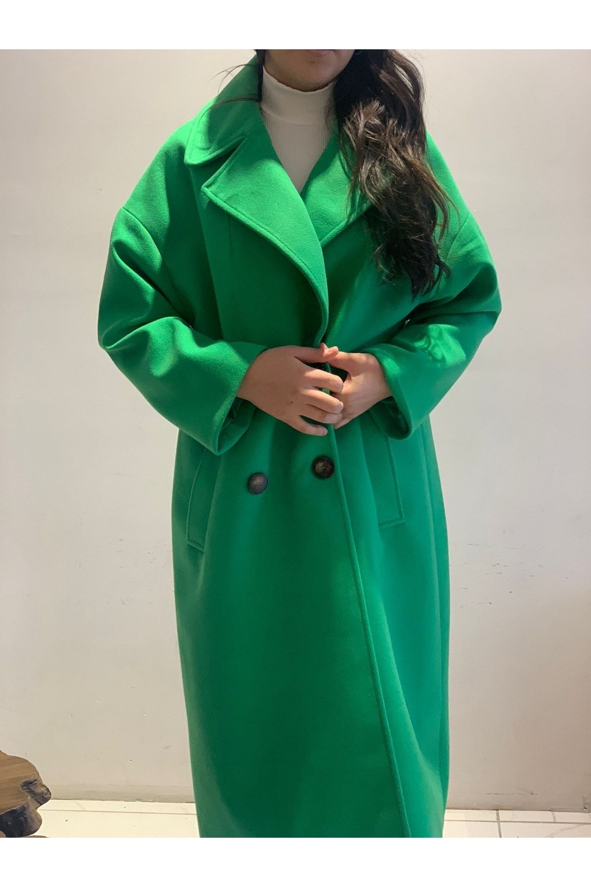 AYHAN-Double Breasted Collar Coat with Double Pockets and Buttons 2