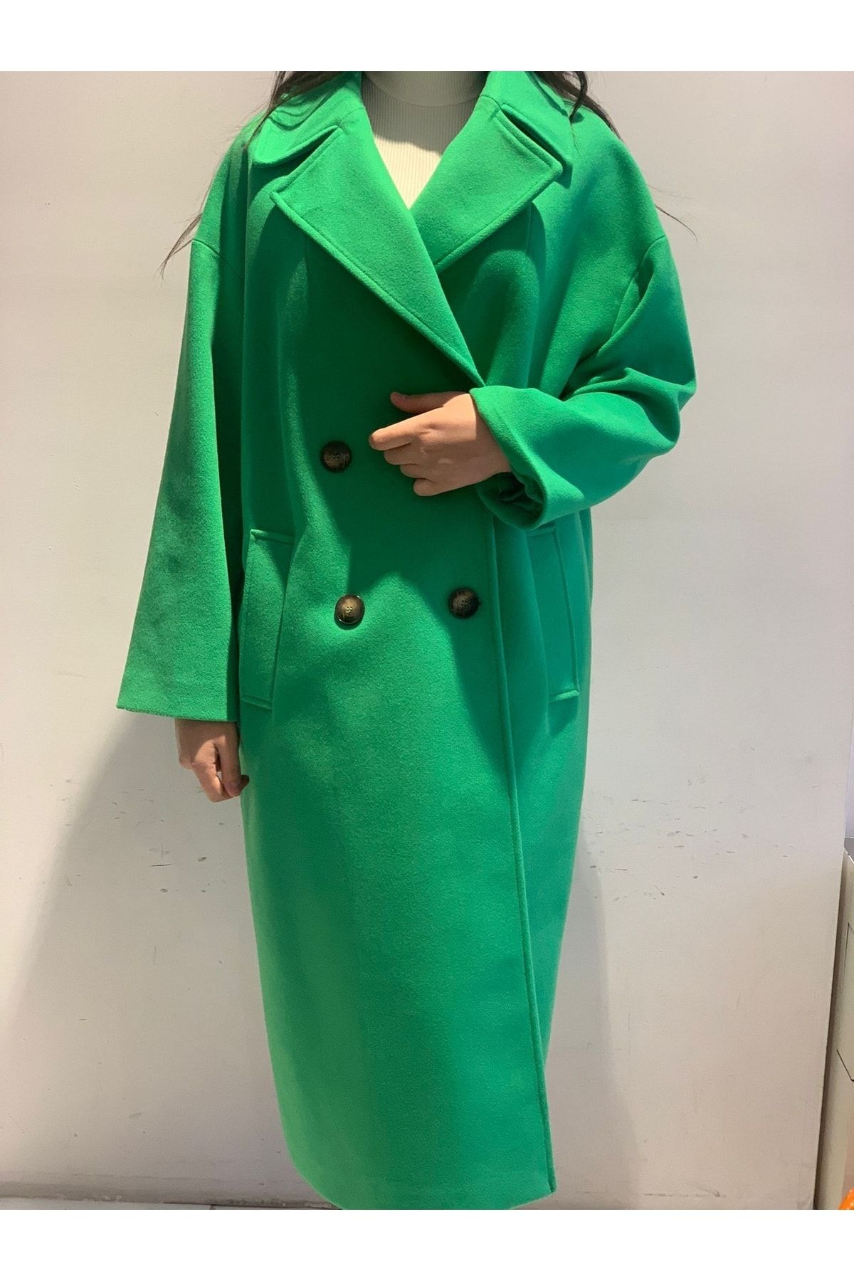 AYHAN-Double Breasted Collar Coat with Double Pockets and Buttons 5