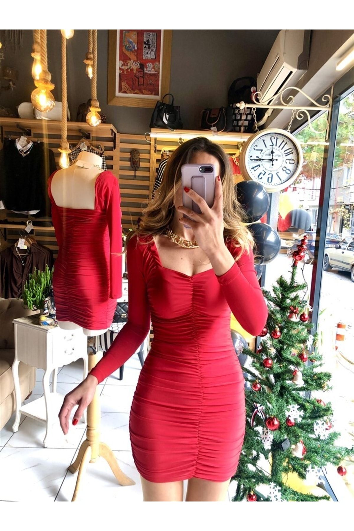 G zde Tasar m Butik Dress Red Mini Trendyol