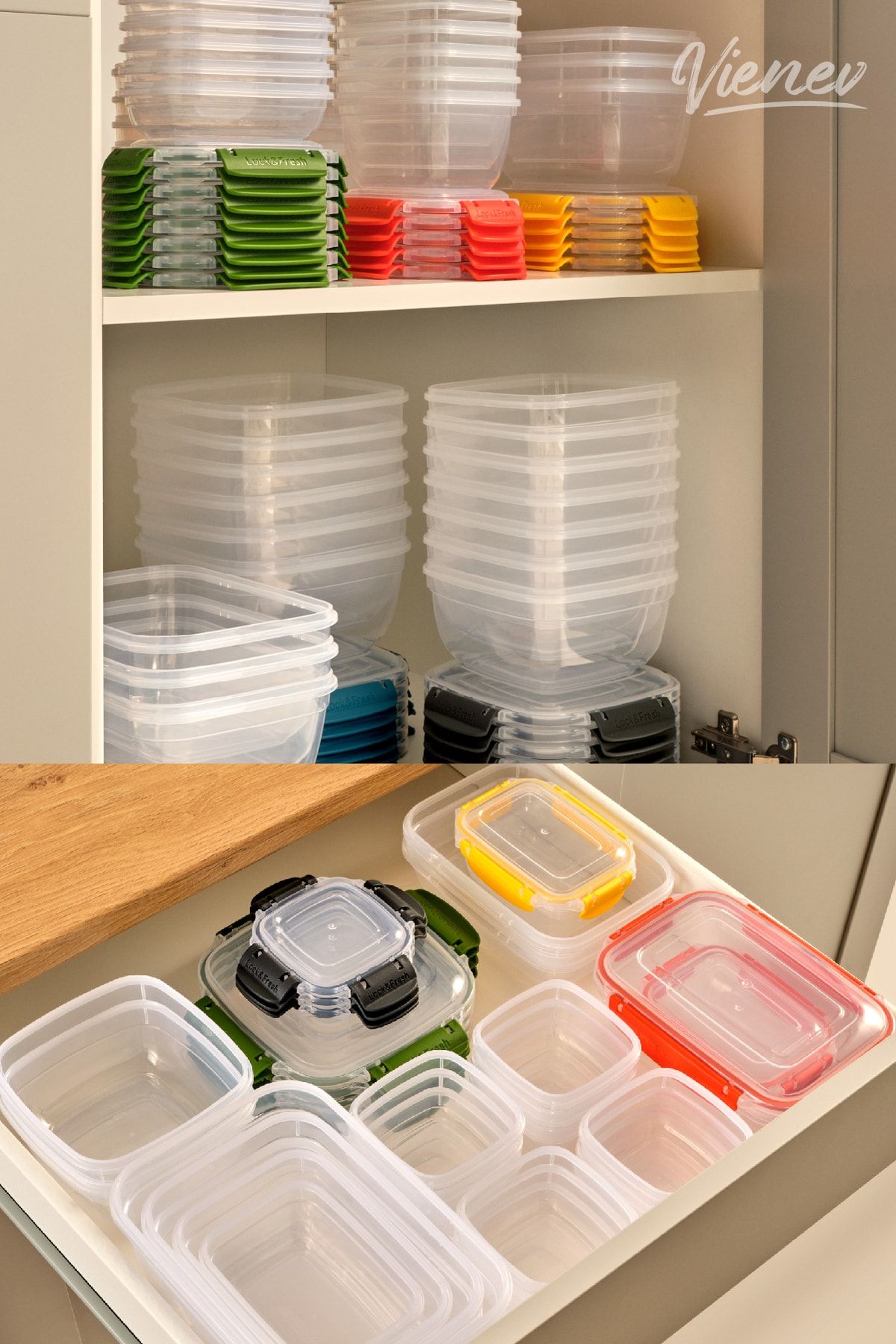 Vienev-24-Piece Master Sealed Deep Rectangular Storage Container Set 6x(2100,1000) 12x(1575) Orange 4