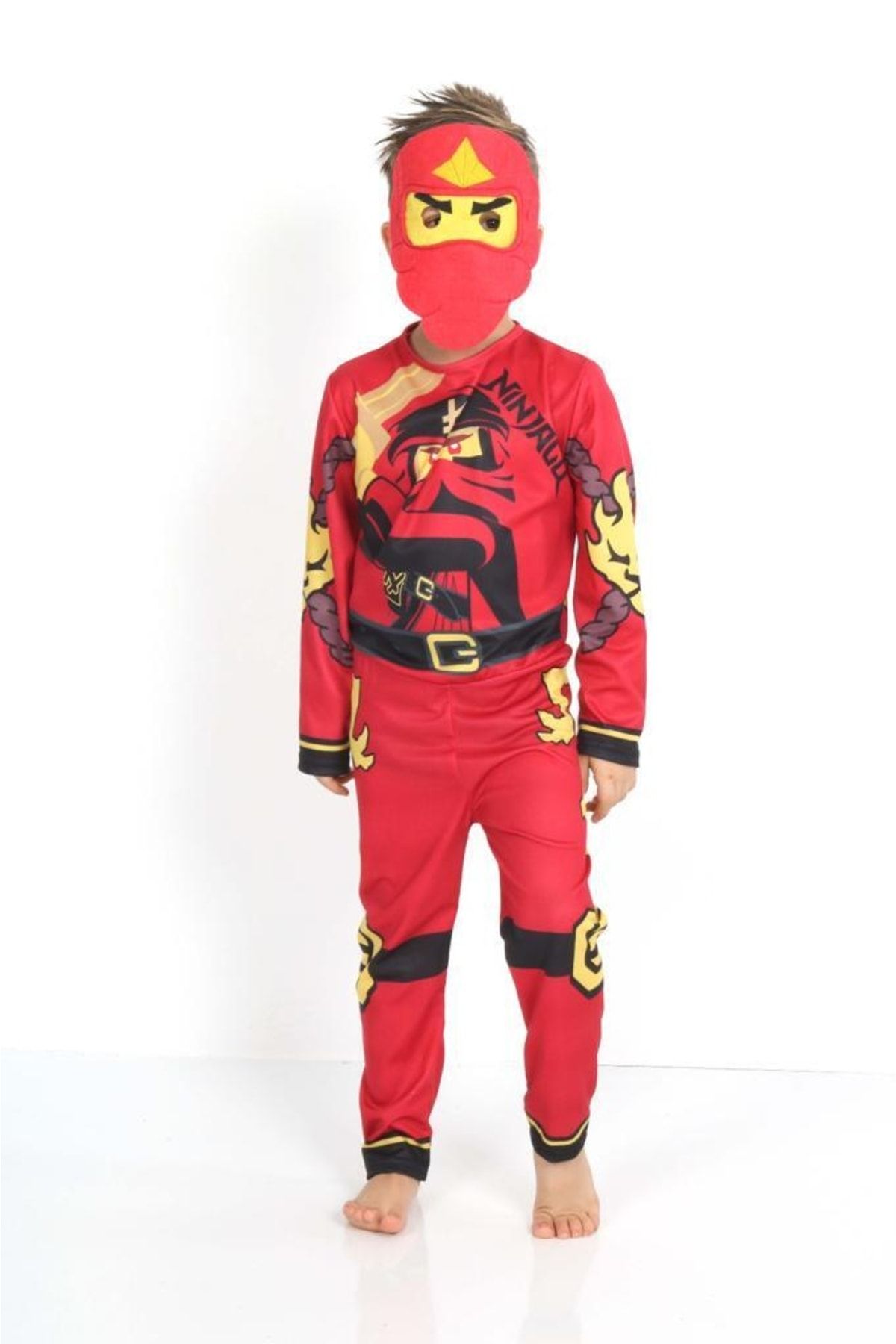 Lolliboomkids Children's Masked Costume Lego Ninjago Red Color - Trendyol