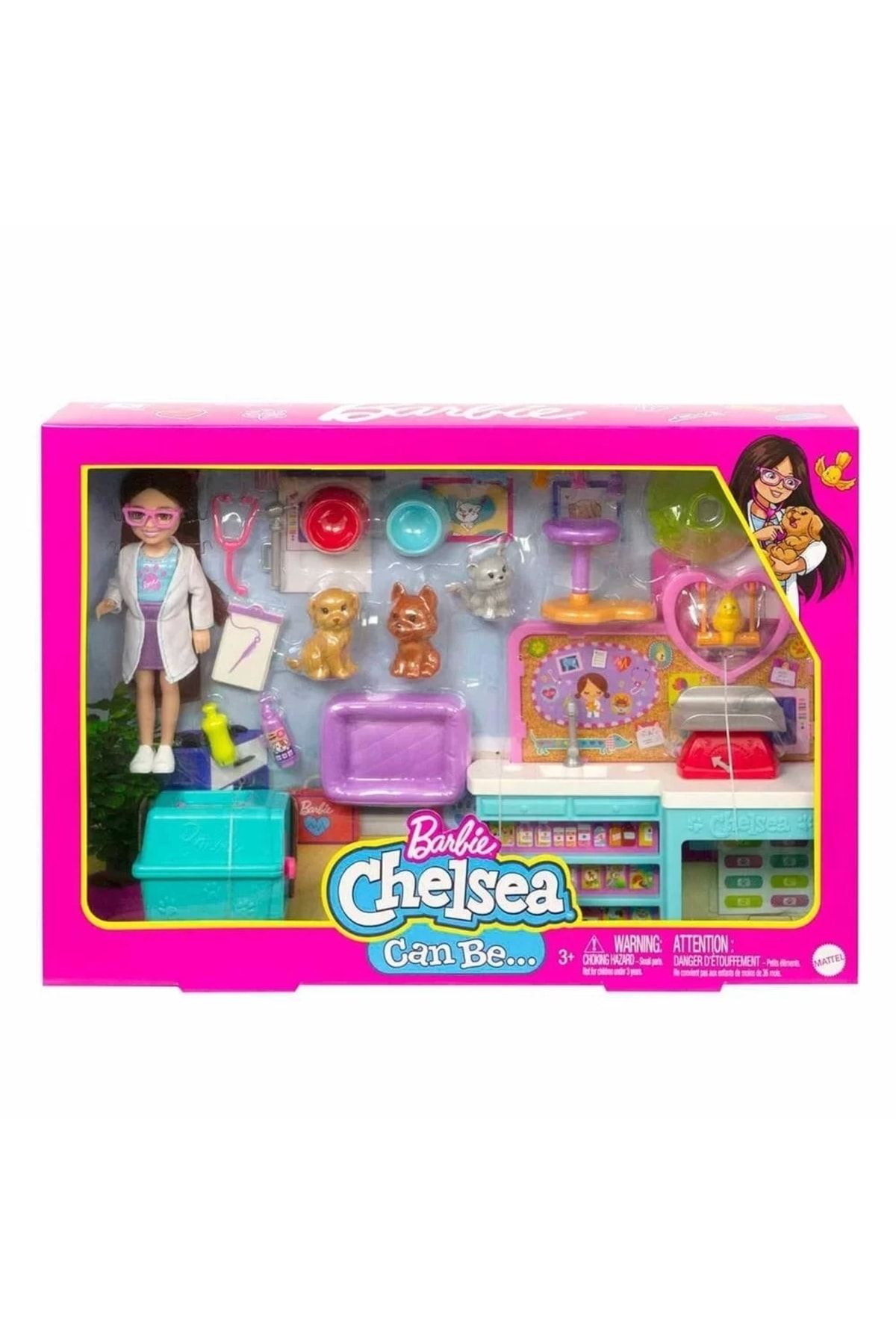 Mattel Barbie Chelsea Veteriner Meslekleri Öğreniyor Oyun Seti Orijinal Chelsea Bebek Set Hgt12 P40664S4635