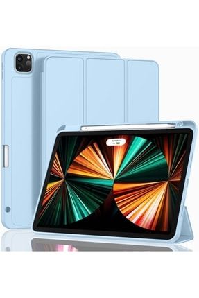 Apple Ipad Pro 12.9 4. Nesil Ve 3. Nesil Kılıf Pen Charge Kalem Bölmeli 2018 - 2020 Mavi klmlyeni1294